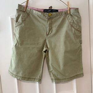 Life Is Good Women's Olive Shorts with Pink Lining